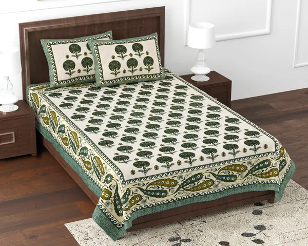 Green_Cotton_Heritage_Grove_Double_Bedsheet_With_Pillow_Cover_70X100_Cm